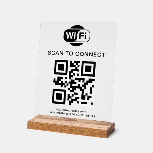 Wifiパスワード | QRコードスキャンによる接続 アクリルサイン (傾斜)