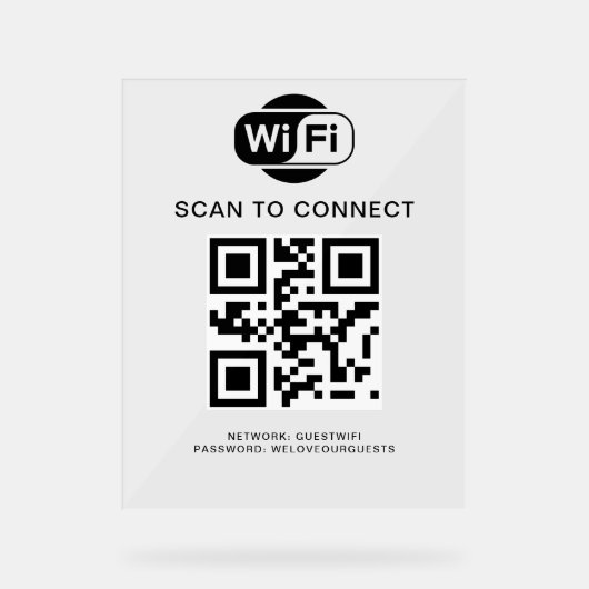 Wifiパスワード | QRコードスキャンによる接続 アクリルサイン (正面)