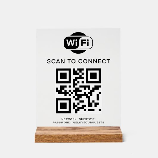 Wifiパスワード | QRコードスキャンによる接続 アクリルサイン (正面)
