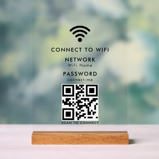 Wifiパスワード | QRコードスキャンによる接続 アクリルサイン (ニュートラル)