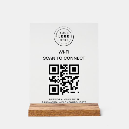 Wifiパスワード | QRコードスキャンによる接続 アクリルサイン (正面)