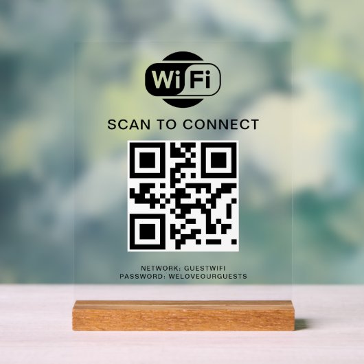 Wifiパスワード | QRコードスキャンによる接続 アクリルサイン (ニュートラル)