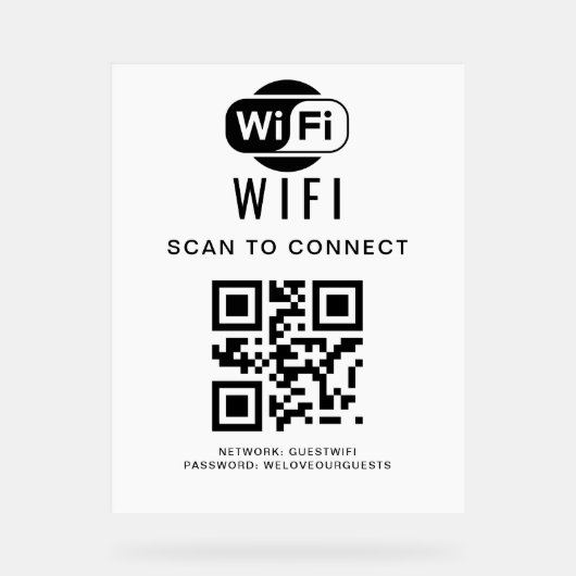 Wifiパスワード | QRコードスキャンによる接続 アクリルサイン (正面)