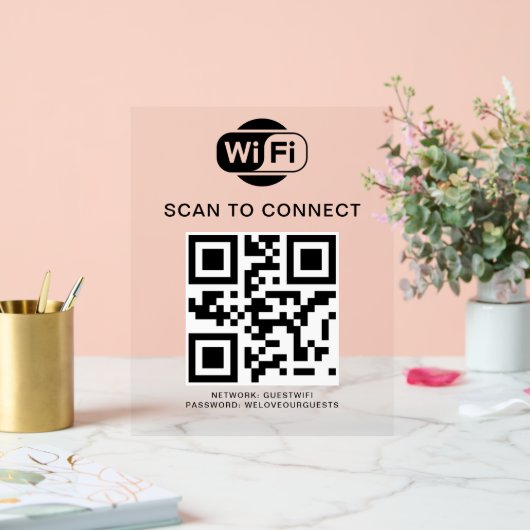 Wifiパスワード | QRコードスキャンによる接続 アクリルサイン (ウェディング)