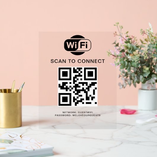 Wifiパスワード | QRコードスキャンによる接続 アクリルサイン (ウェディング)