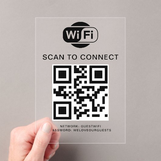 Wifiパスワード | QRコードスキャンによる接続 アクリル招待状 (インサイチュ (ポータブル))