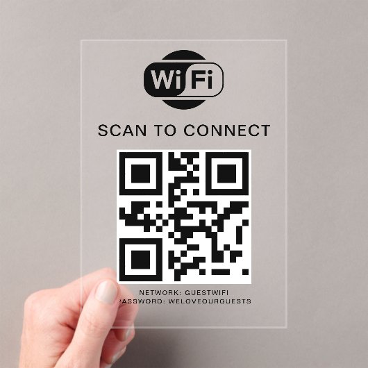Wifiパスワード | QRコードスキャンによる接続 アクリル招待状 (インサイチュ (ポータブル))