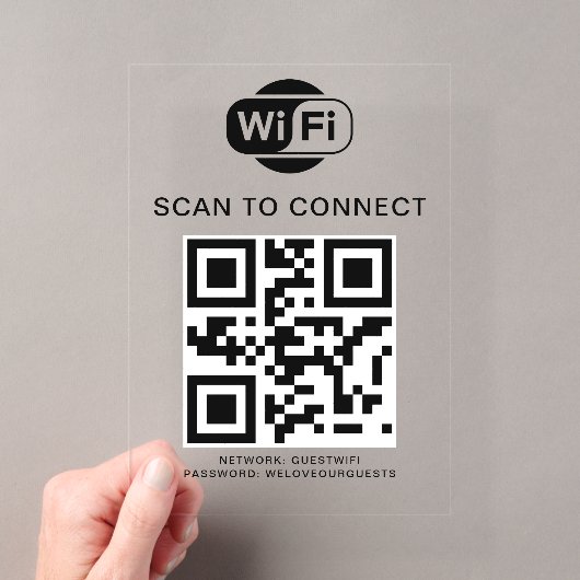 Wifiパスワード | QRコードスキャンによる接続 アクリル招待状 (インサイチュ (ポータブル))