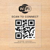 Wifiパスワード | QRコードスキャンによる接続 アクリル招待状 (正面)