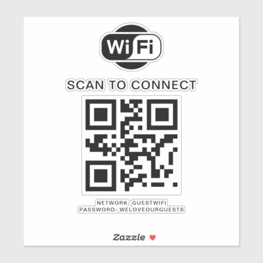 Wifiパスワード | QRコードスキャンによる接続 シール (シート)