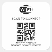 Wifiパスワード | QRコードスキャンによる接続 スクエアシール (正面)
