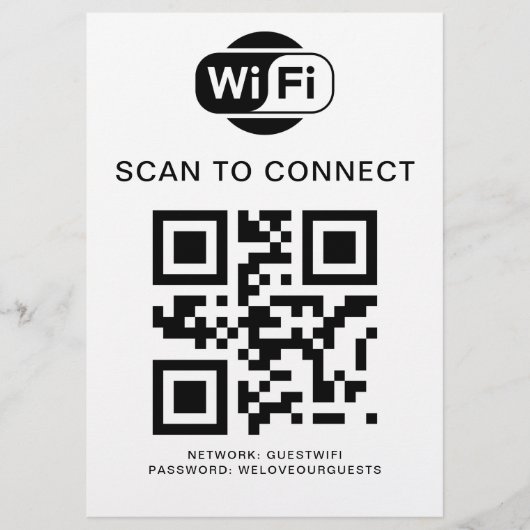 Wifiパスワード | QRコードスキャンによる接続 チラシ (正面)