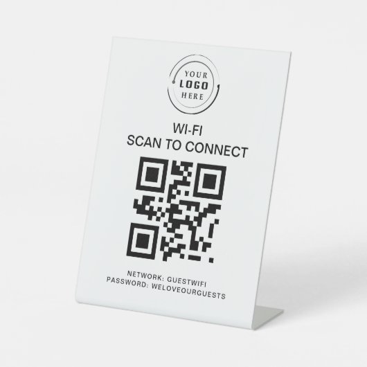 Wifiパスワード | QRコードスキャンによる接続 台座サイン (正面)