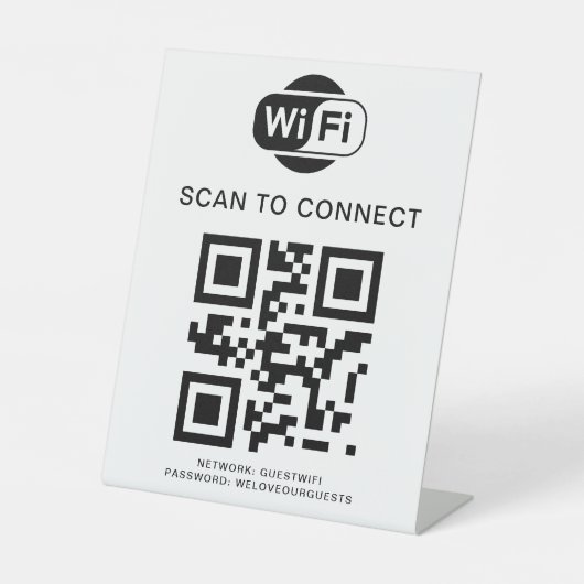 Wifiパスワード | QRコードスキャンによる接続 台座サイン (正面)