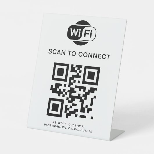 Wifiパスワード | QRコードスキャンによる接続 台座サイン (正面)