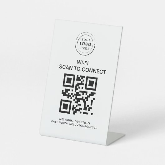 Wifiパスワード | QRコードスキャンによる接続 台座サイン (正面)