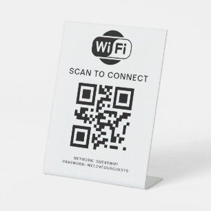 Wifiパスワード   QRコードスキャンによる接続 台座サイン