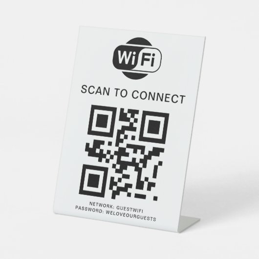 Wifiパスワード | QRコードスキャンによる接続 台座サイン (正面)