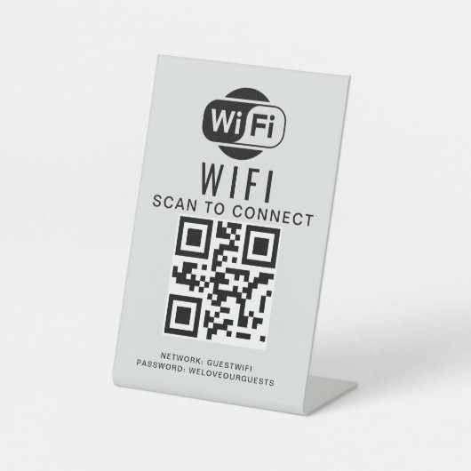 Wifiパスワード | QRコードスキャンによる接続 台座サイン (正面)