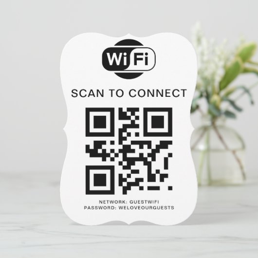 Wifiパスワード | QRコードスキャンによる接続 招待状 (スタンド正面)