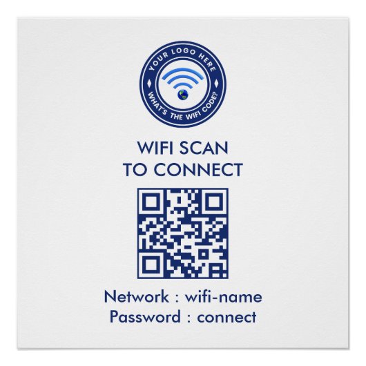 WiFiパスワードQRコードサイン | Wi‑Fi | 不動産 ポスター (正面)