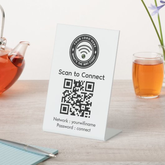 WiFiパスワードQRコードサイン | Wi‑Fi | 小売店 台座サイン (インサイチュ)