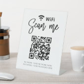 WifiパスワードQRコードホワイトミニマリストビジネス 台座サイン (インサイチュ)