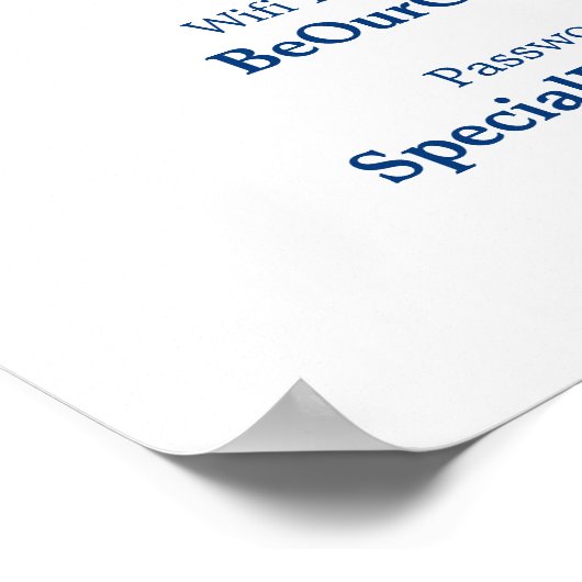 Wifiパスワ結婚ードのサインネイビーブルー書道 ポスター (角)