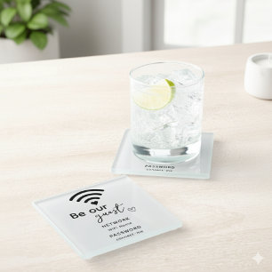 Wifiパーソナライズされたホームデコールホテルゲスト ガラスコースター
