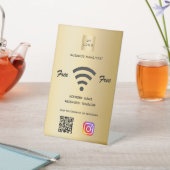 Wifiビジネスロゴqrコードインストール金ゴールド 台座サイン (インサイチュ)