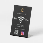 Wifiビジネスロゴqrコードinstagram black 台座サイン (正面)
