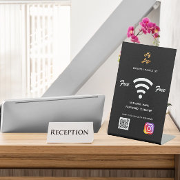 Wifiビジネスロゴqrコードinstagram black 台座サイン