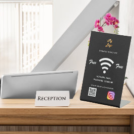 Wifiビジネスロゴqrコードinstagram black 台座サイン