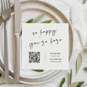 WiFiミニマルパスワ結婚ードのサインナプキン スタンダードカクテルナプキン