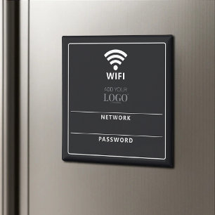 WiFiモダンネットワーク名とパスワードQRコードブラック マグネット