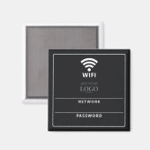 WiFiモダンネットワーク名とパスワードQRコードブラック マグネット (正面/裏面)