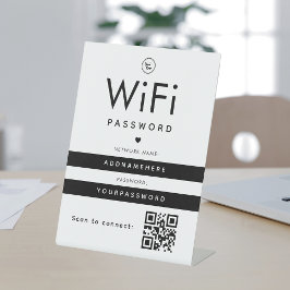 WiFiモダンパスワードコードビジネスロゴQRコード 台座サイン