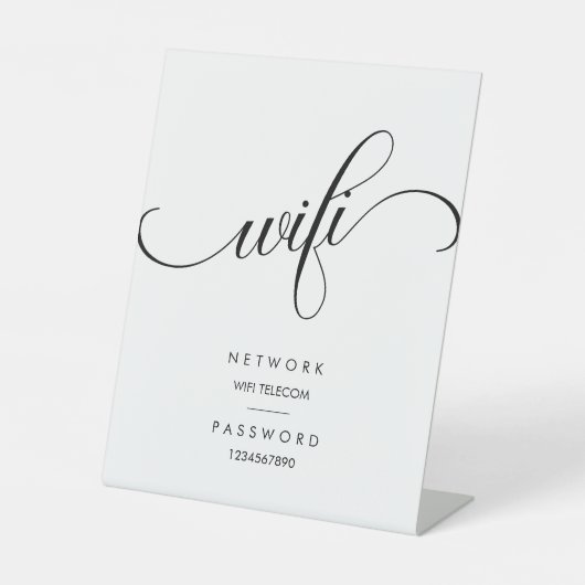 WiFiモダンパスワード結婚の最小記号 台座サイン (正面)