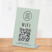 WifiロゴセージグリーンQRコード 台座サイン