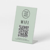 WifiロゴセージグリーンQRコード 台座サイン (正面)