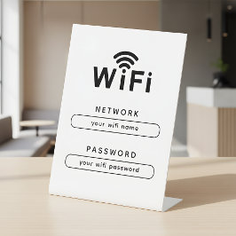 WiFi名とパスワードシンプルなテーブルトップサイン 台座サイン