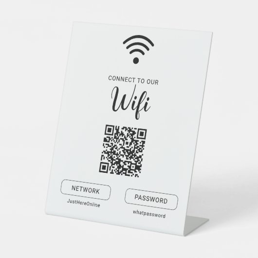 Wifi情報サイン オンライン接続 モダンシンプルサイン 台座サイン (正面)
