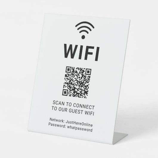 Wifi情報サイン オンライン接続 モダンシンプル 台座サイン (正面)