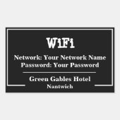 WiFi情報ネットワークとパスワード 長方形シール (正面)
