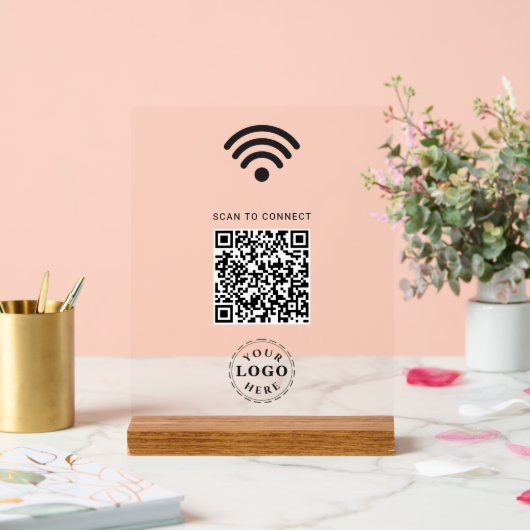 WiFi接続情報をスキャンするクリアアクリルサイン アクリルサイン (ウェディング)