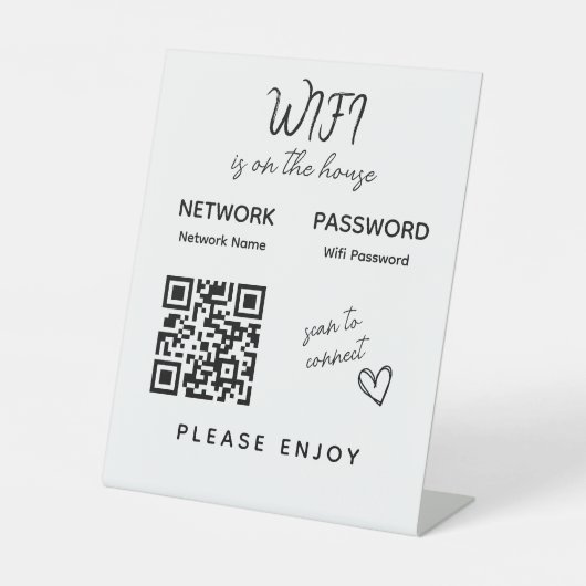 Wifi楽しむパスワードスキャンでQRコードを接続する 台座サイン (正面)
