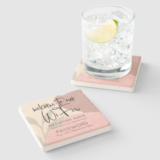 WiFi素朴詳細の抽象芸術シェイプ離れの ストーンコースター (横)