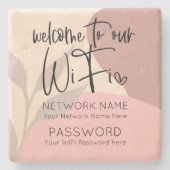 WiFi素朴詳細の抽象芸術シェイプ離れの ストーンコースター (正面)