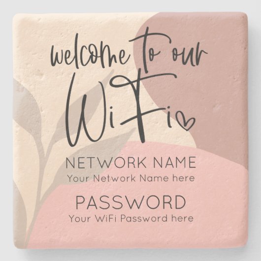 WiFi素朴詳細の抽象芸術シェイプ離れの ストーンコースター (正面)