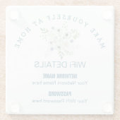 WiFi詳細の訪問者花模様タイポグラフィ ガラスコースター (裏面)